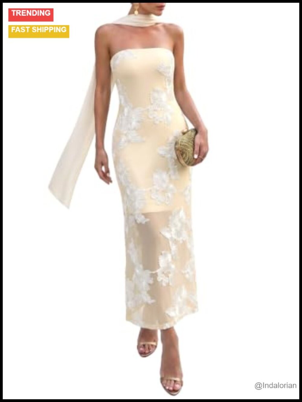 Formal Strapless Maxi Dress Sleeveless Tulle Embroidery Wedding Guest